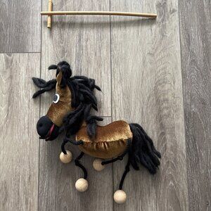 12"Plush Body & Wooden Horse Hand Puppet Marionette “Limited Edition” Made In UK